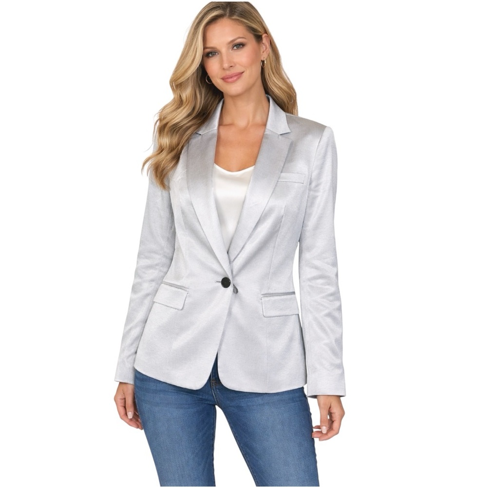 Banana Republic Silver Single-Button Tailored Blazer size M 8 business casual‎
